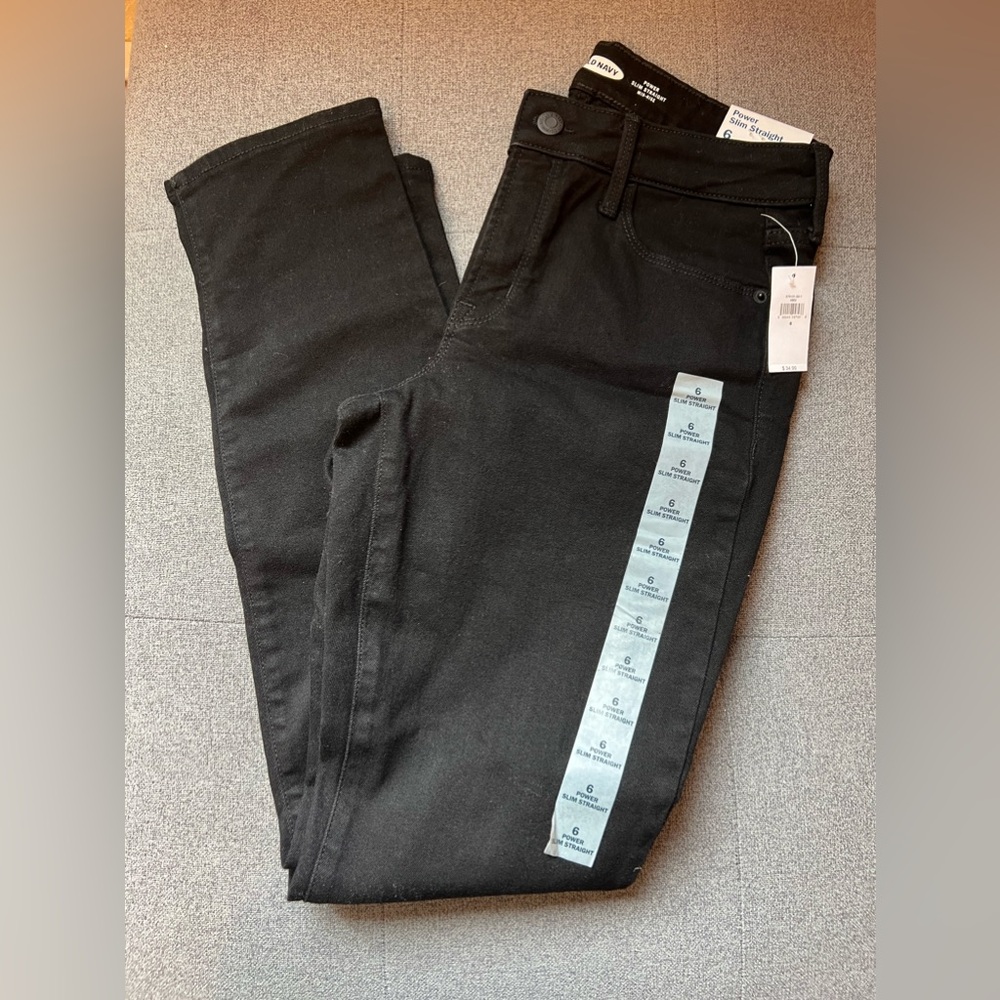 New old navy mid rise power slim straight jeans